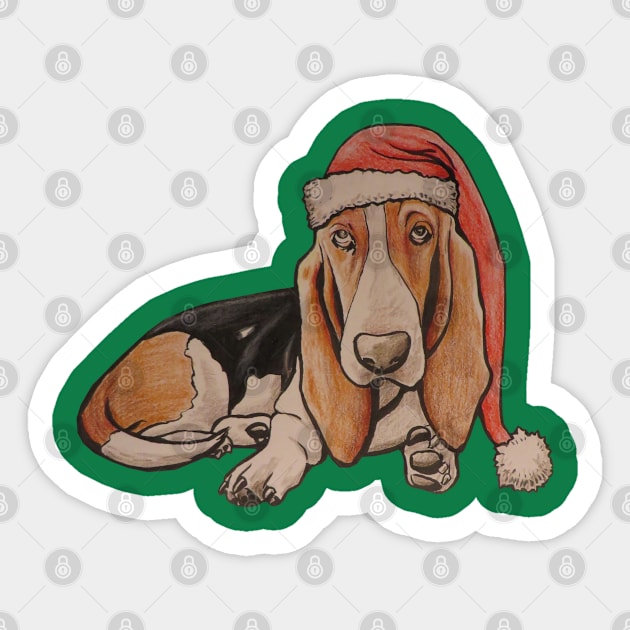 Christmas Basset Hound Sticker by AndersHoberg